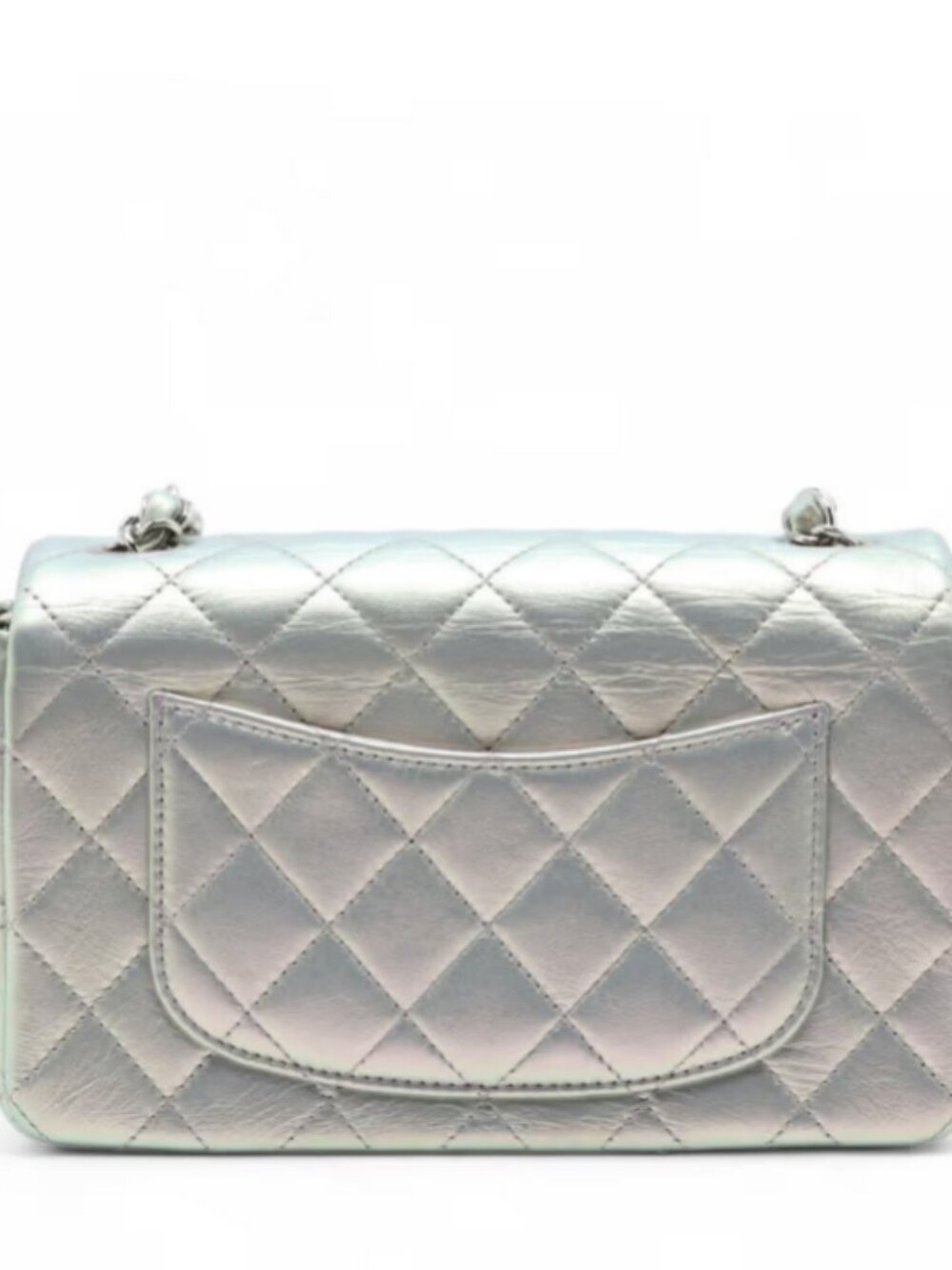 Chanel CC Logo Mini Matelasse 20 Leather Single Flap Single Chain Bag Silver - Picture 2 of 10